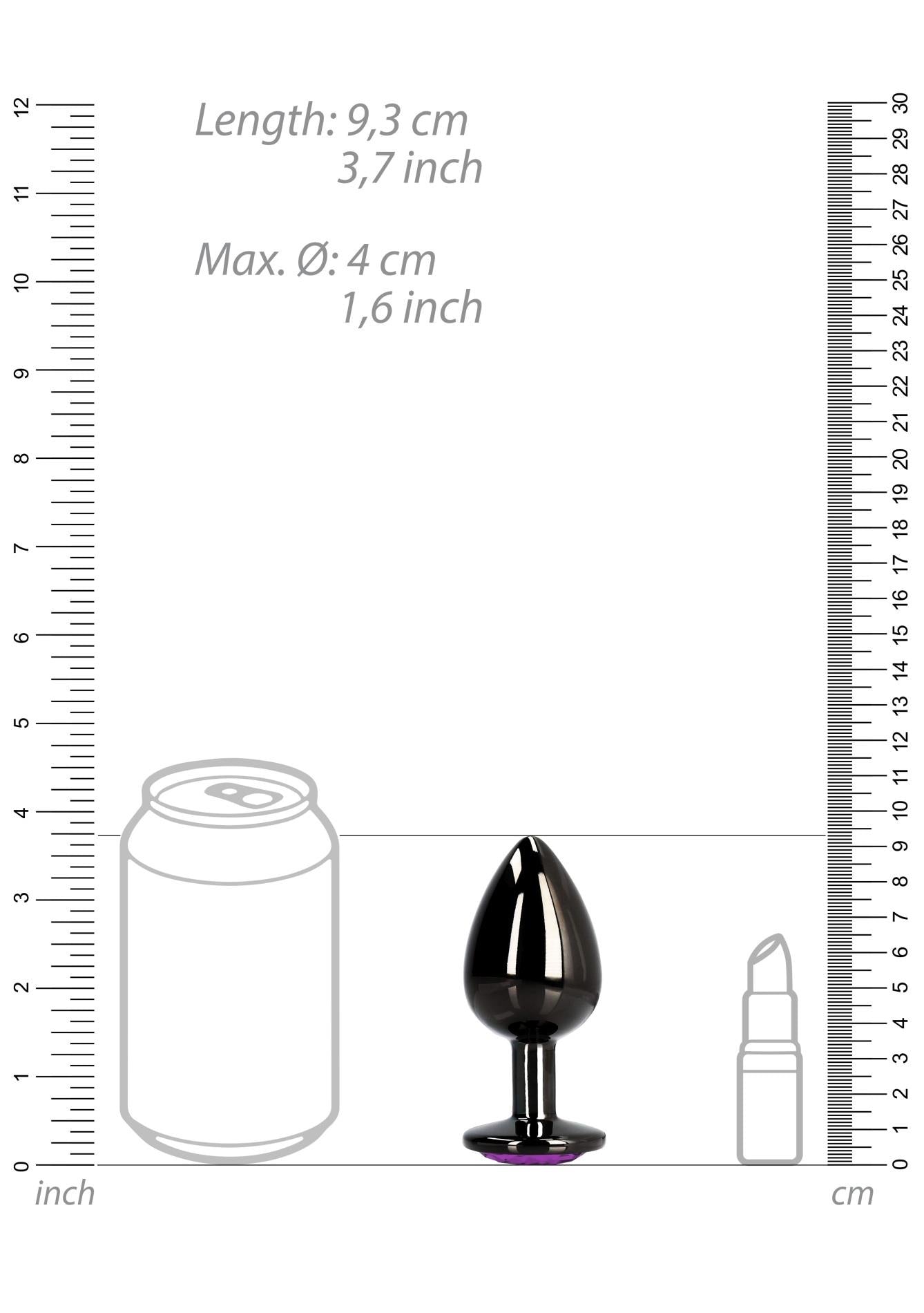 9-CZARNA ZATYCZKA  PLUG ANALNY KOREK METALOWY Z DIAMENTEM 9 CM-9