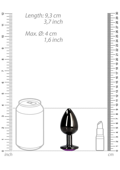 9-CZARNA ZATYCZKA  PLUG ANALNY KOREK METALOWY Z DIAMENTEM 9 CM-9