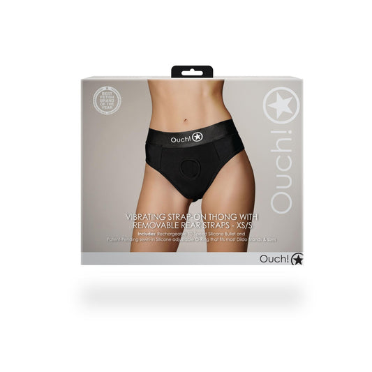 1-Vibrating Strap-on Thong with Removable Rear Straps - XS/S-1