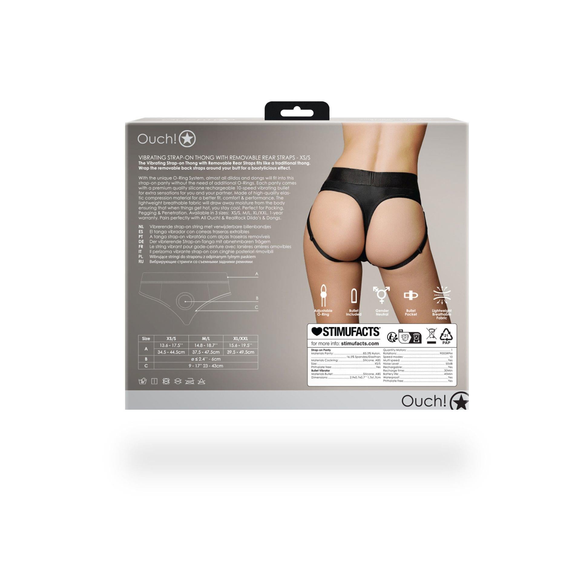 5-Vibrating Strap-on Thong with Removable Rear Straps - XS/S-5