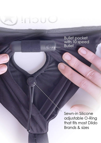 12-Vibrating Strap-on Thong with Removable Rear Straps - XS/S-12
