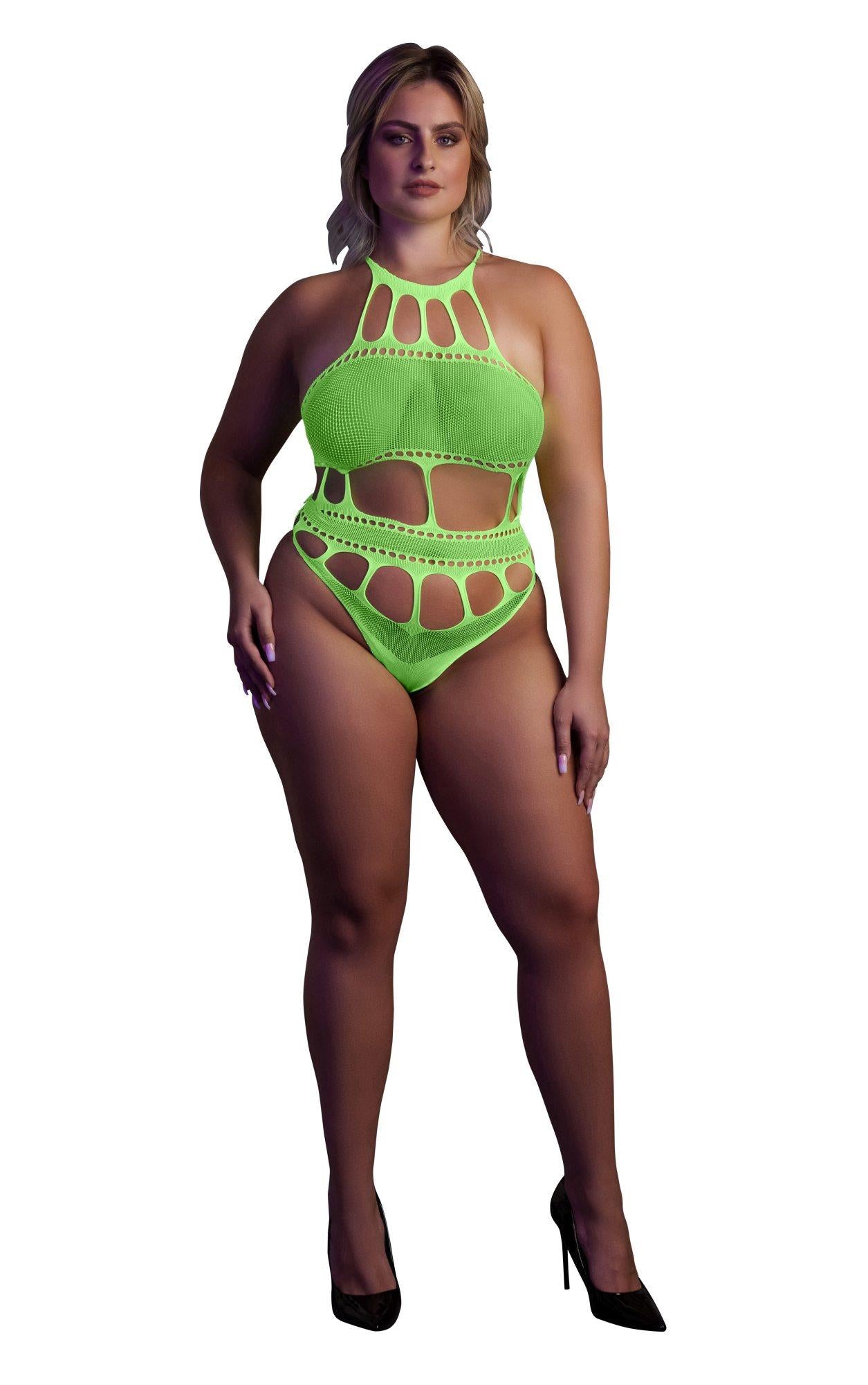 1-Body with Grecian Neckline - Neon Green - XL/XXXXL-1