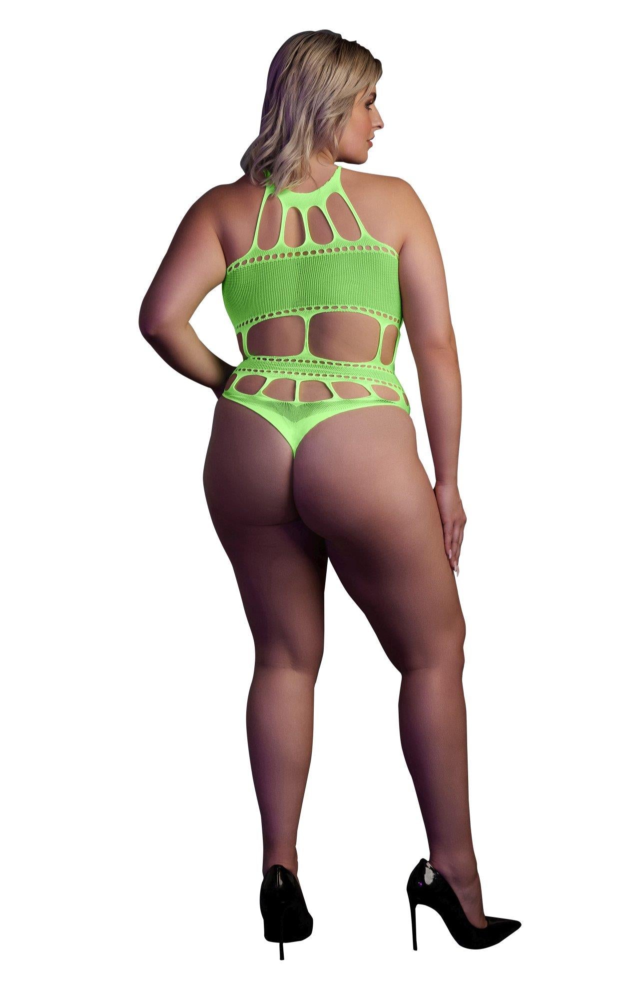 2-Body with Grecian Neckline - Neon Green - XL/XXXXL-2