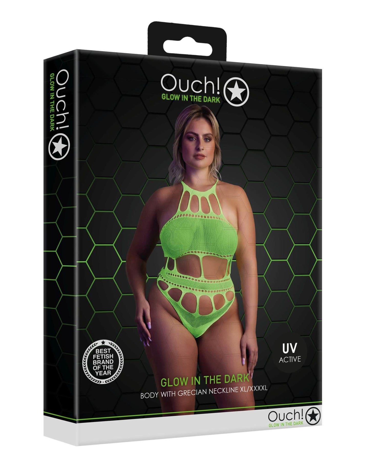3-Body with Grecian Neckline - Neon Green - XL/XXXXL-3