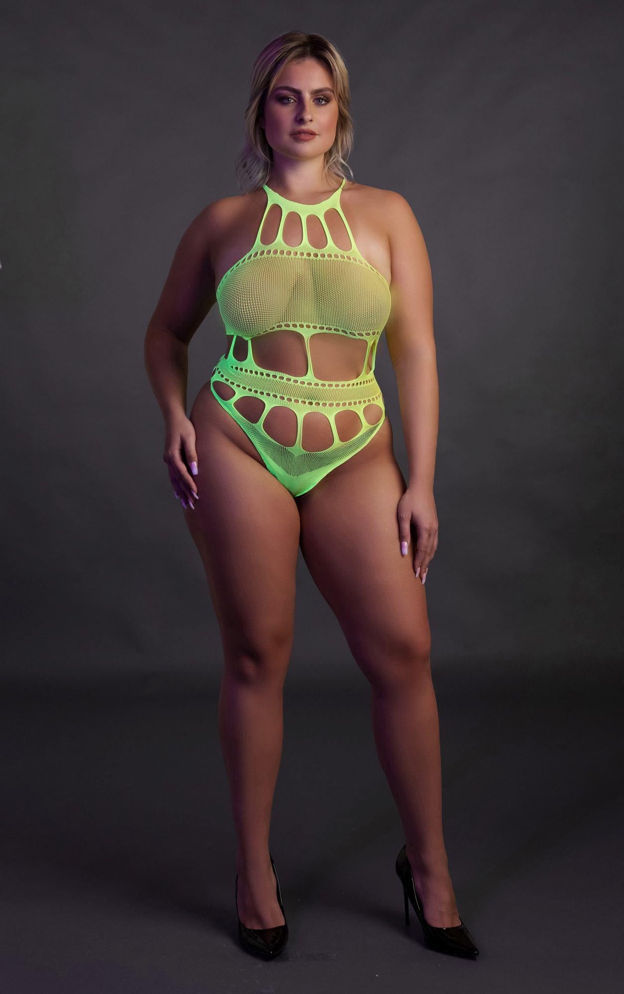 4-Body with Grecian Neckline - Neon Green - XL/XXXXL-4