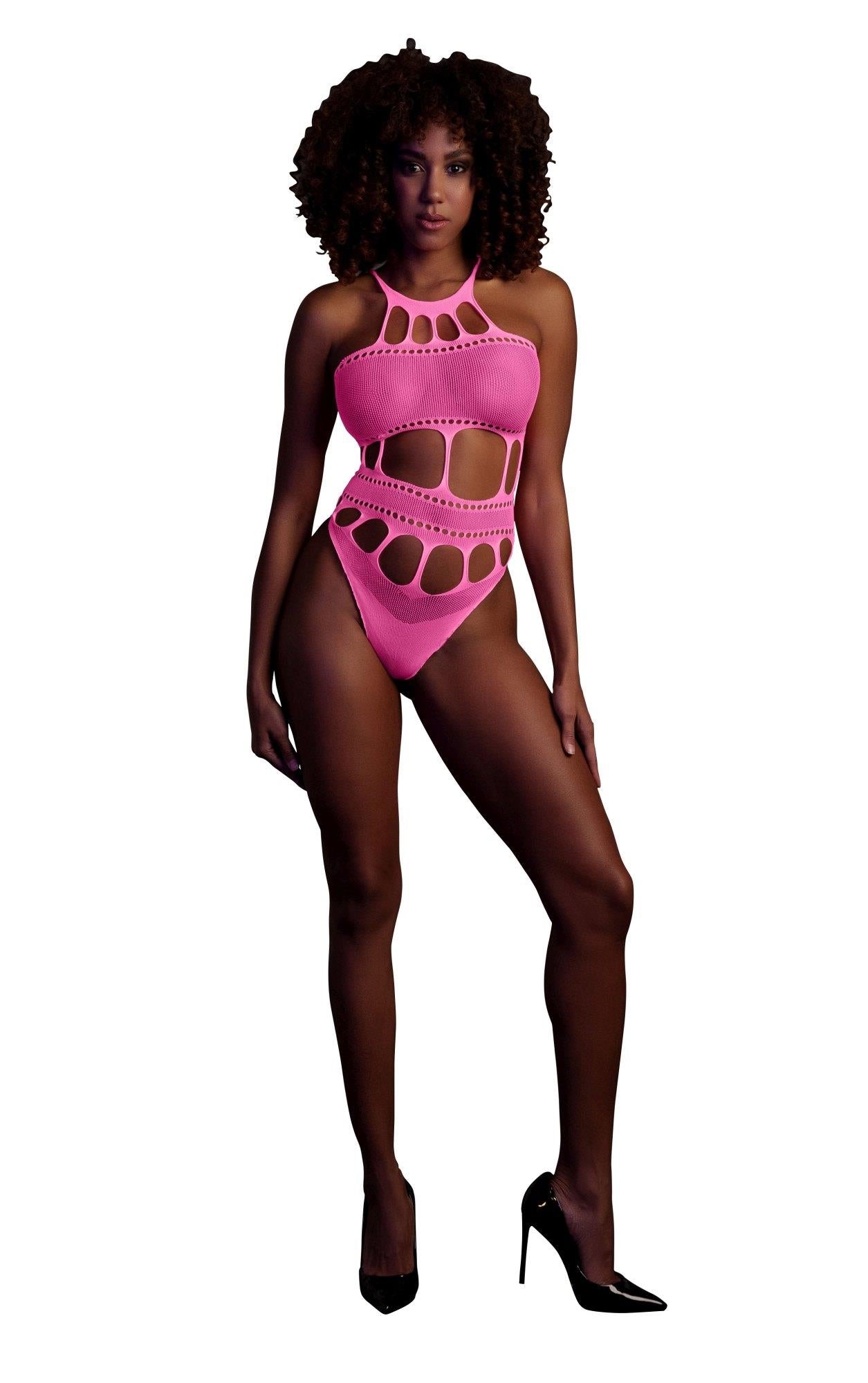 1-Body with Grecian Neckline - Neon Pink - XS/XL-1