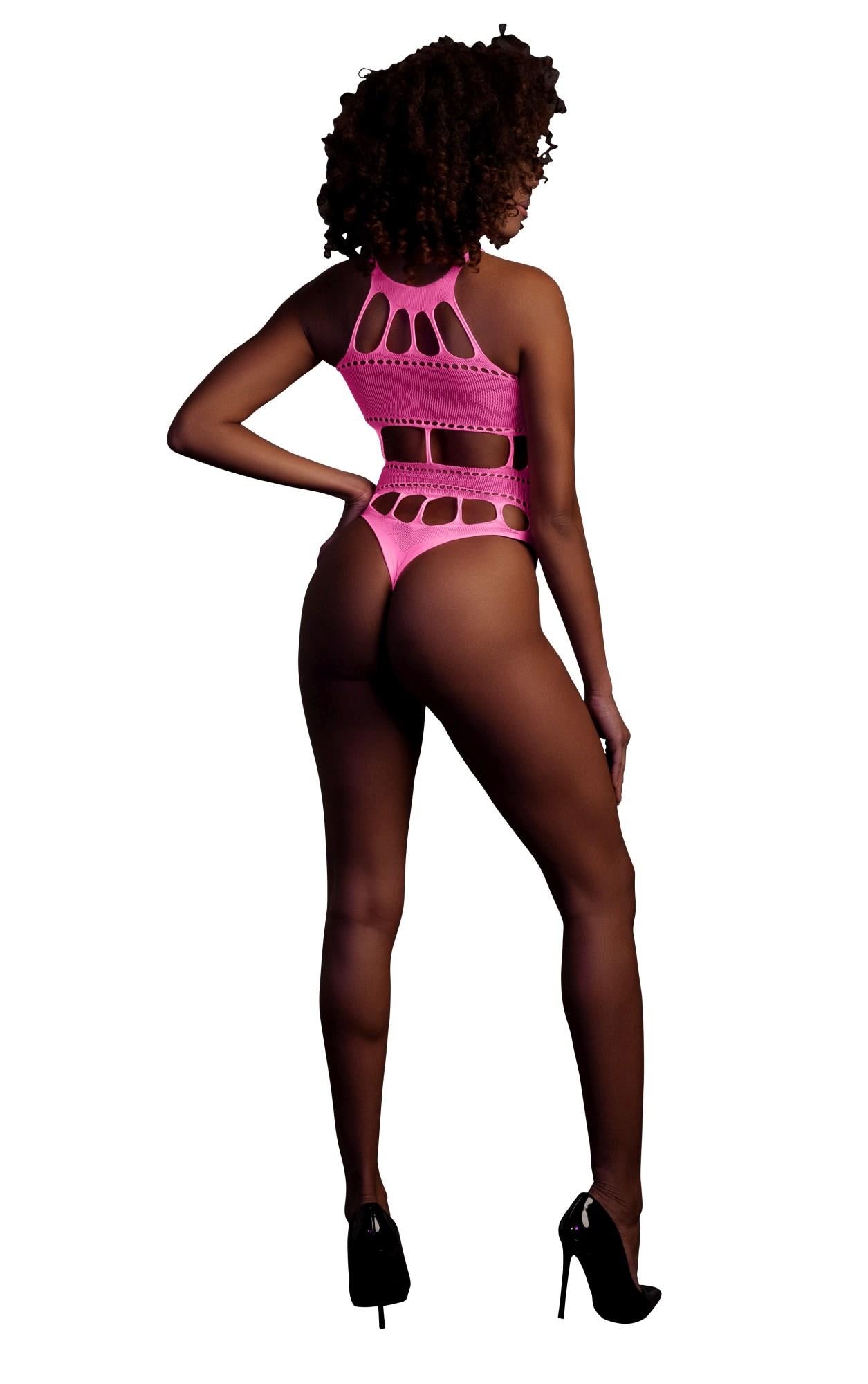 2-Body with Grecian Neckline - Neon Pink - XS/XL-2