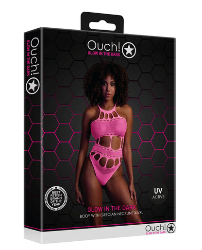 3-Body with Grecian Neckline - Neon Pink - XS/XL-3