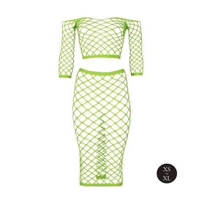 6-Long Sleeve Crop Top and Long Skirt - Green - XS/XL-6