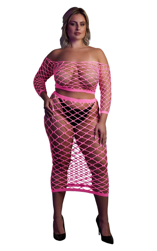 1-Long Sleeve Crop Top and Long Skirt  XL/XXXXL-1