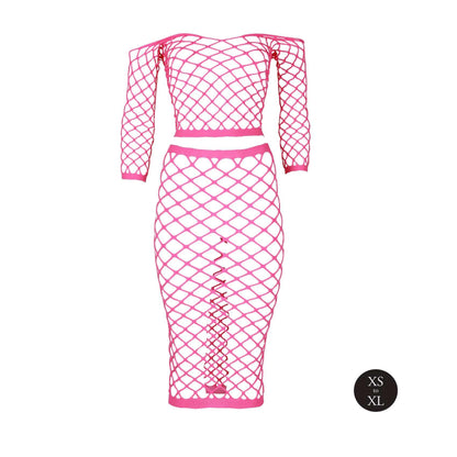 6-Long Sleeve Crop Top and Long Skirt - Pink - XS/XL-6