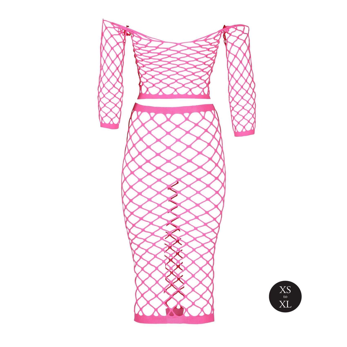7-Long Sleeve Crop Top and Long Skirt - Pink - XS/XL-7
