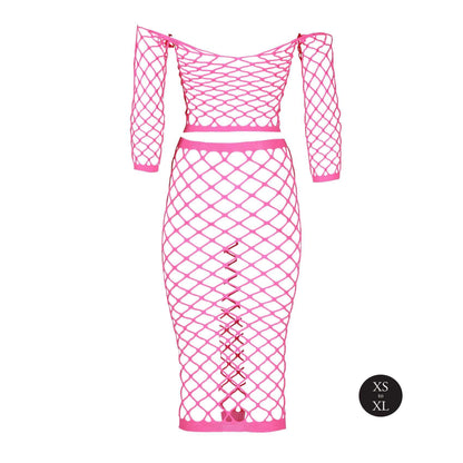 7-Long Sleeve Crop Top and Long Skirt - Pink - XS/XL-7