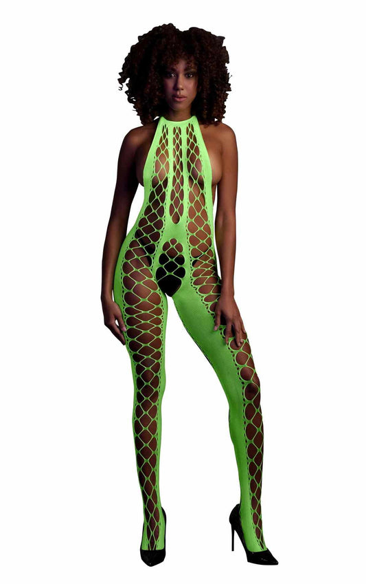 1-Bodystocking with Halterneck - Green - XS/XL-1