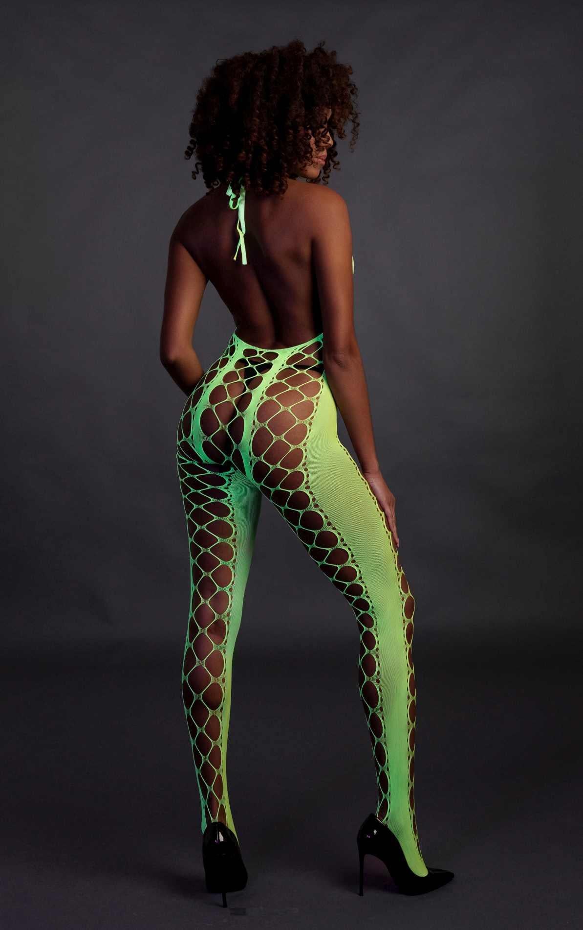 5-Bodystocking with Halterneck - Green - XS/XL-5