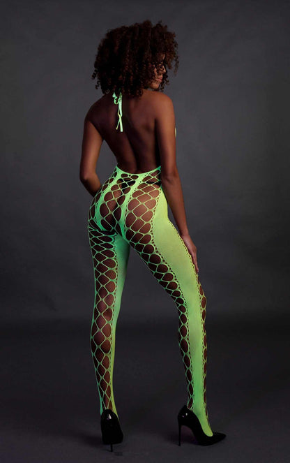 5-Bodystocking with Halterneck - Green - XS/XL-5