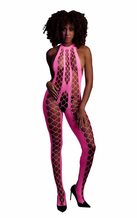 1-Bodystocking with Halterneck - Pink - XS/XL-1