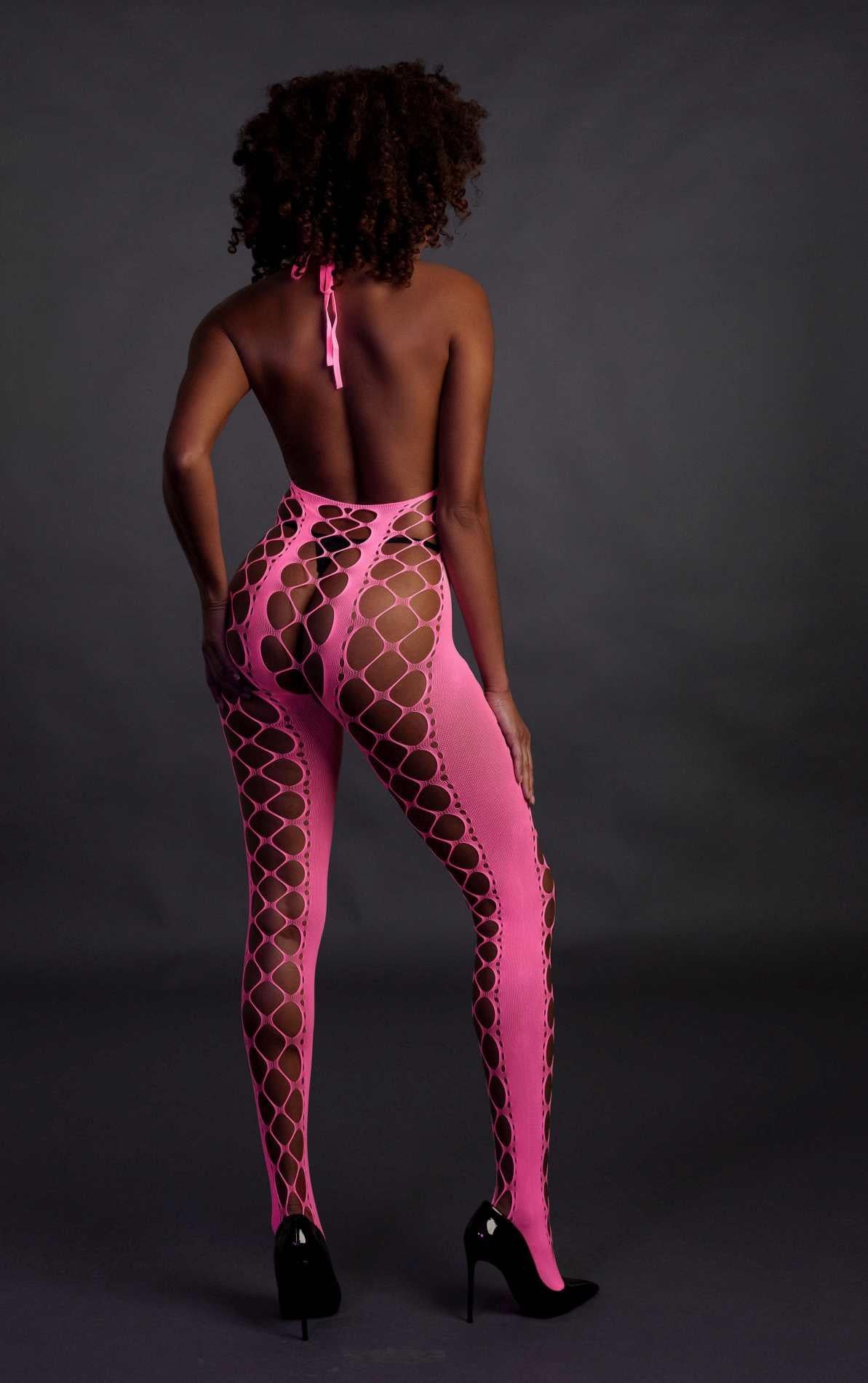 5-Bodystocking with Halterneck - Pink - XS/XL-5