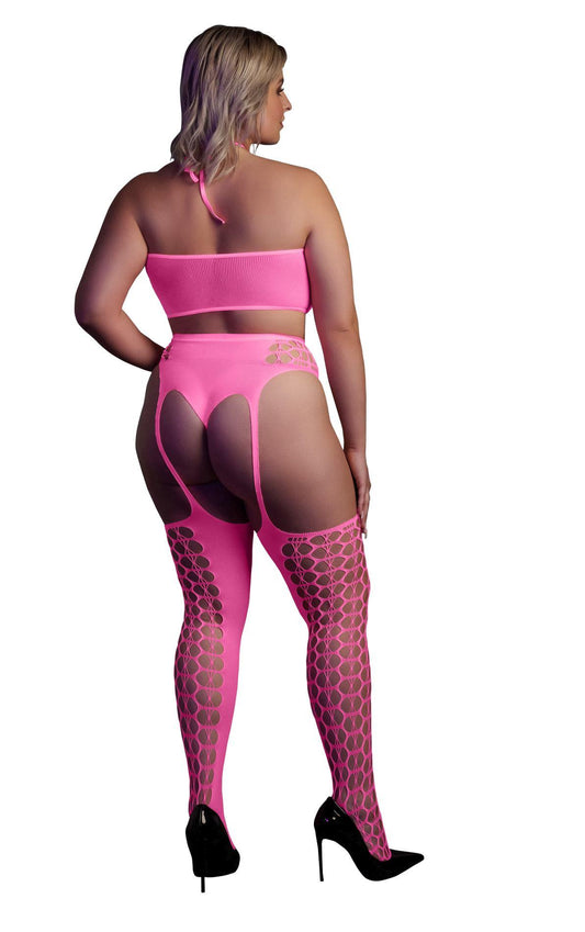 2-Two Piece with Crop Top and Stockings  XL/XXXXL-2