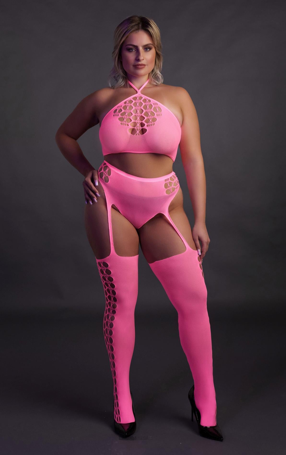 6-Two Piece with Crop Top and Stockings  XL/XXXXL-6