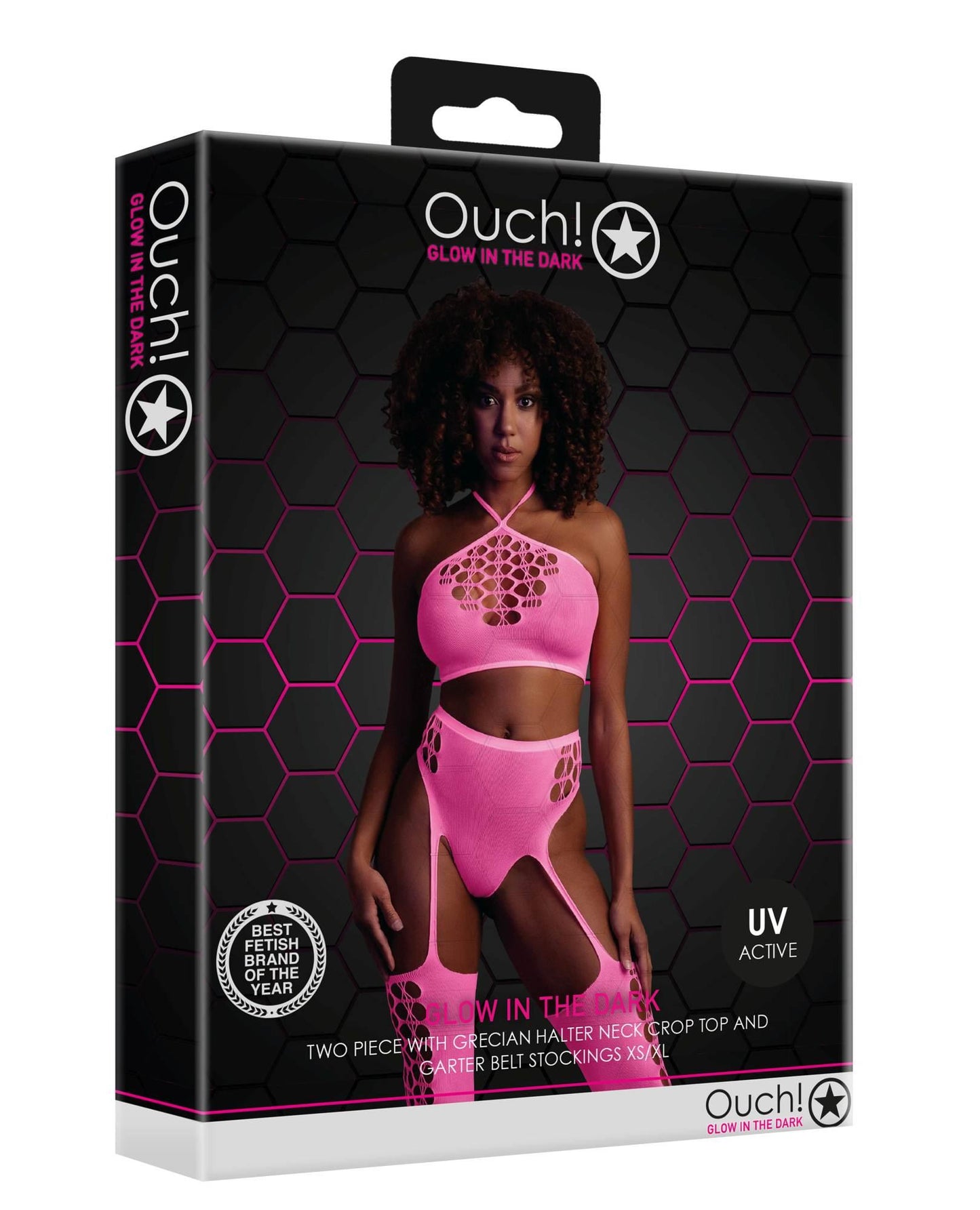 3-Two Piece with Crop Top and Stockings - Pink - XS/XL-3