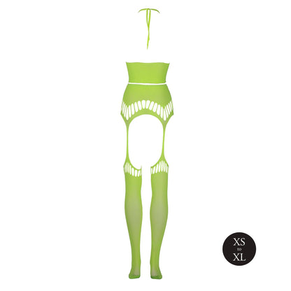7-Two Piece with Crop Top and Stockings - Green - XS/XL-7