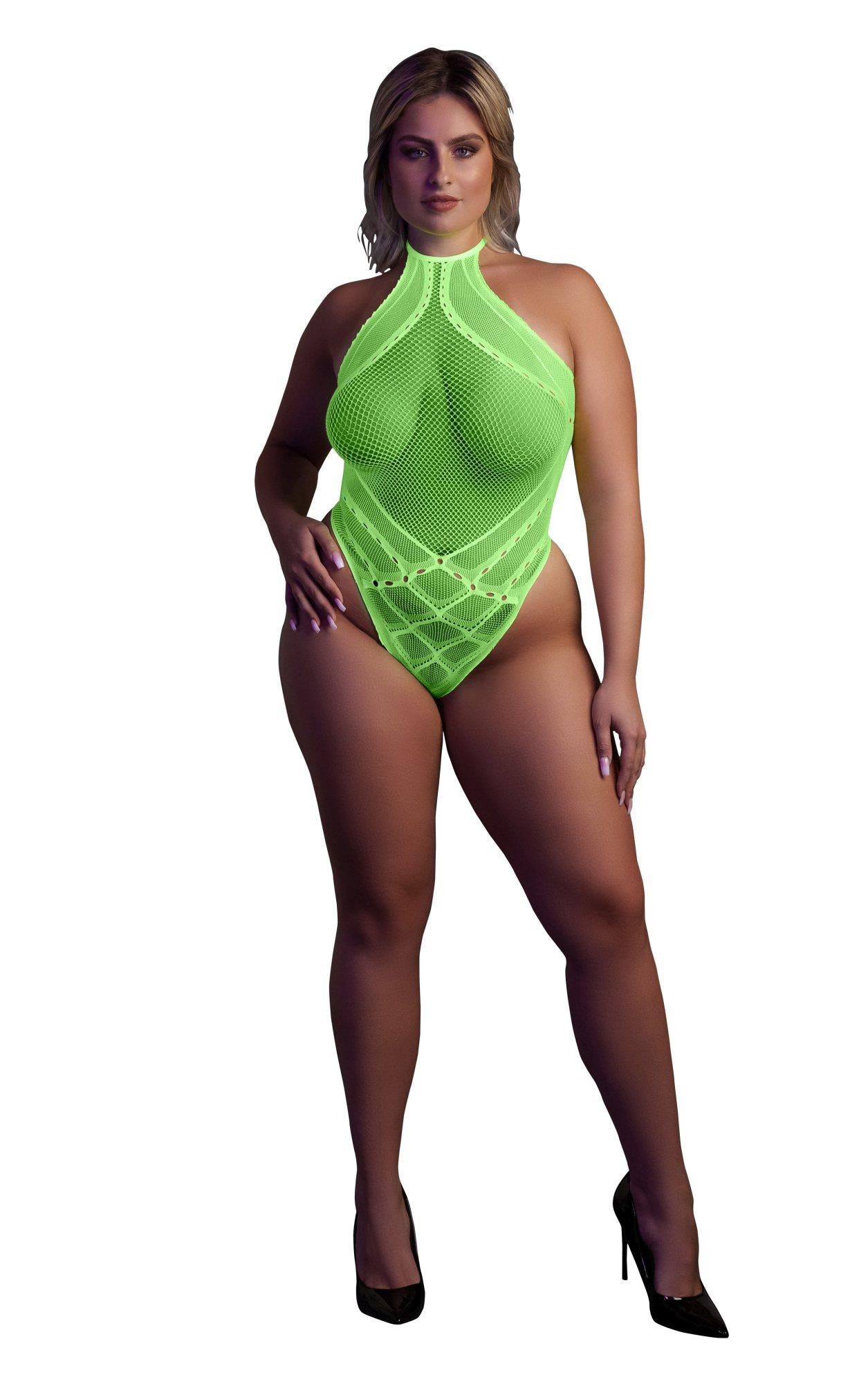 1-Body with Halter Neck - Neon Green - XL/XXXXL-1