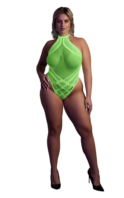 1-Body with Halter Neck - Neon Green - XL/XXXXL-1