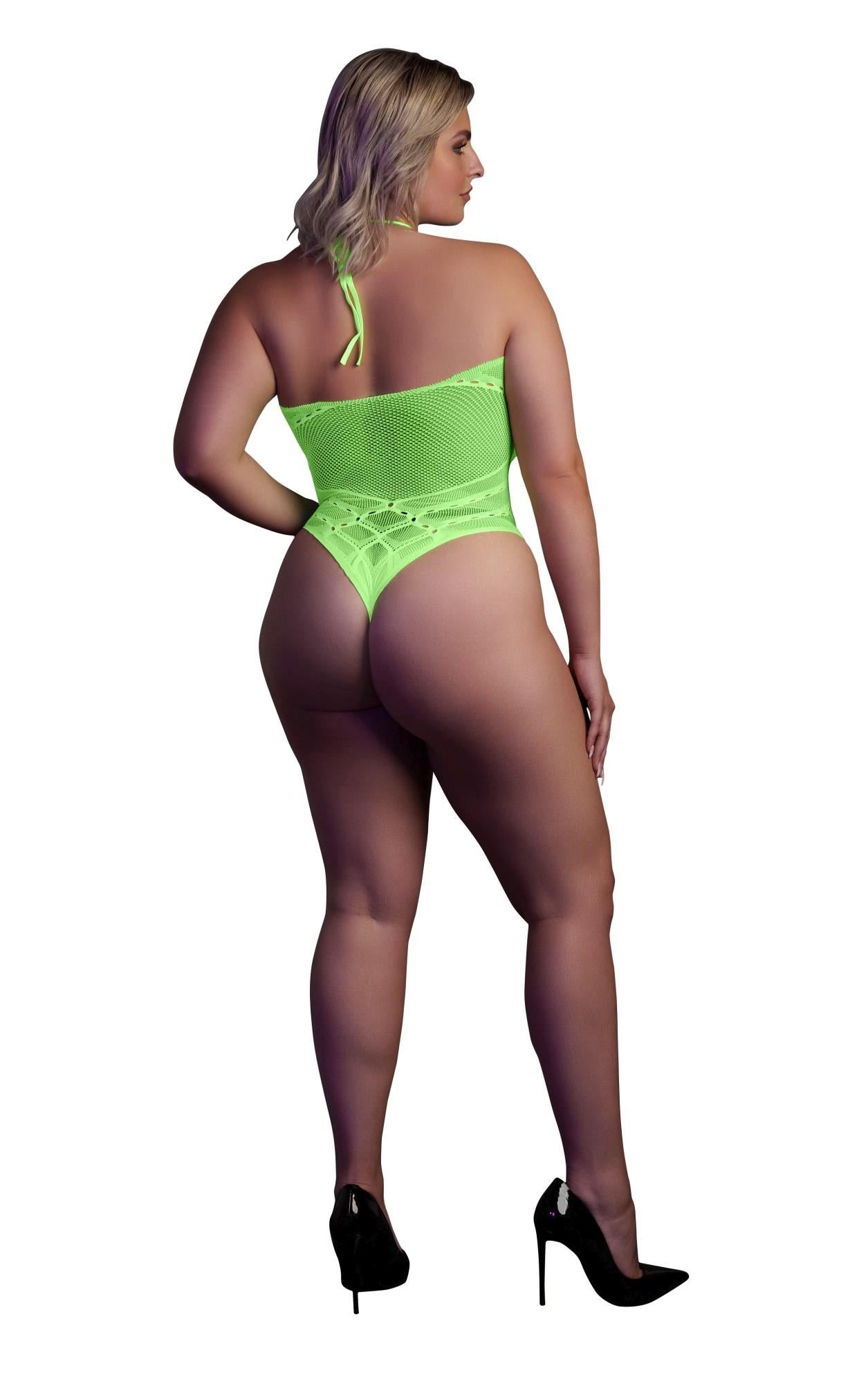 2-Body with Halter Neck - Neon Green - XL/XXXXL-2