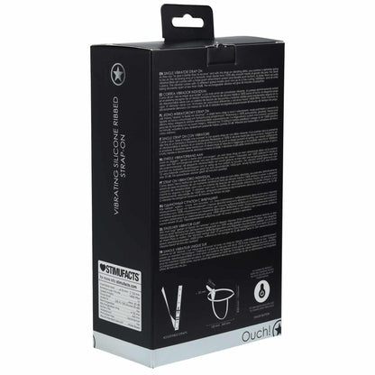 4-Ouch! - Vibrating - Rechrgeable - 10 Speed Silicone Ribbed Strap-On - Adjustable - Black-4