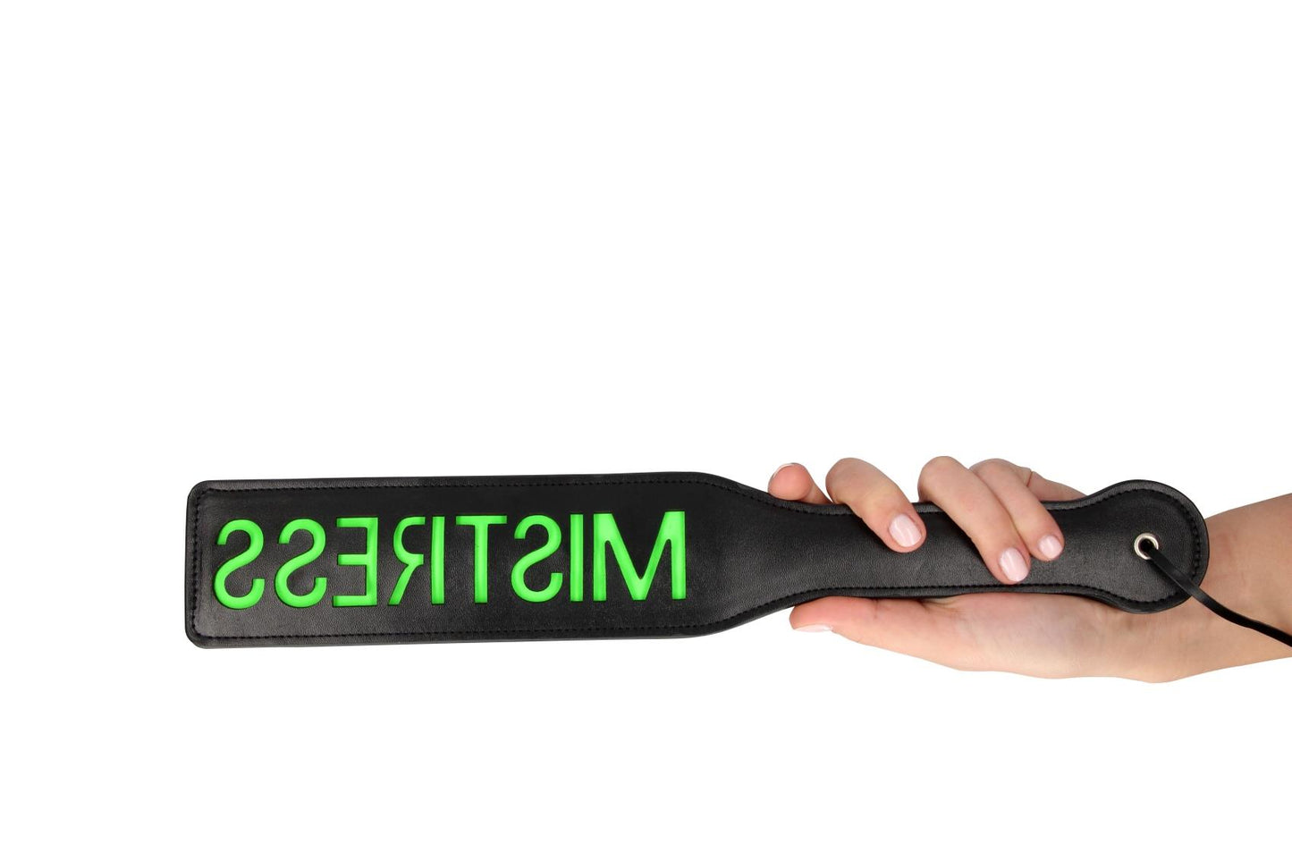 3-'Mistress'' Paddle - Glow in the Dark - Black/Neon Green-3
