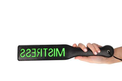 3-'Mistress'' Paddle - Glow in the Dark - Black/Neon Green-3