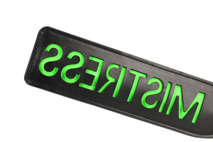 5-'Mistress'' Paddle - Glow in the Dark - Black/Neon Green-5