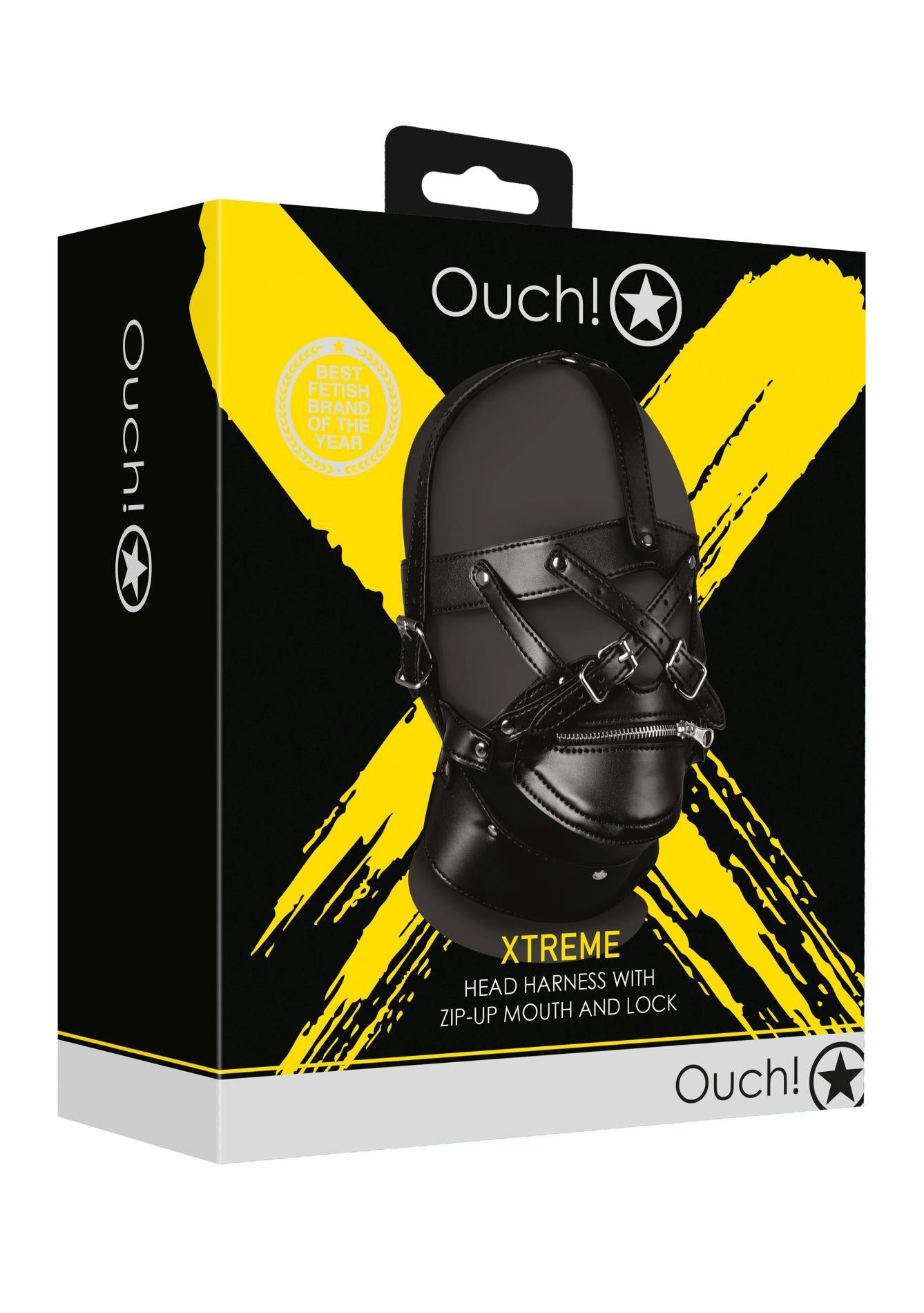 2-Head Harness with Zip-up Mouth and Lock - Black-2