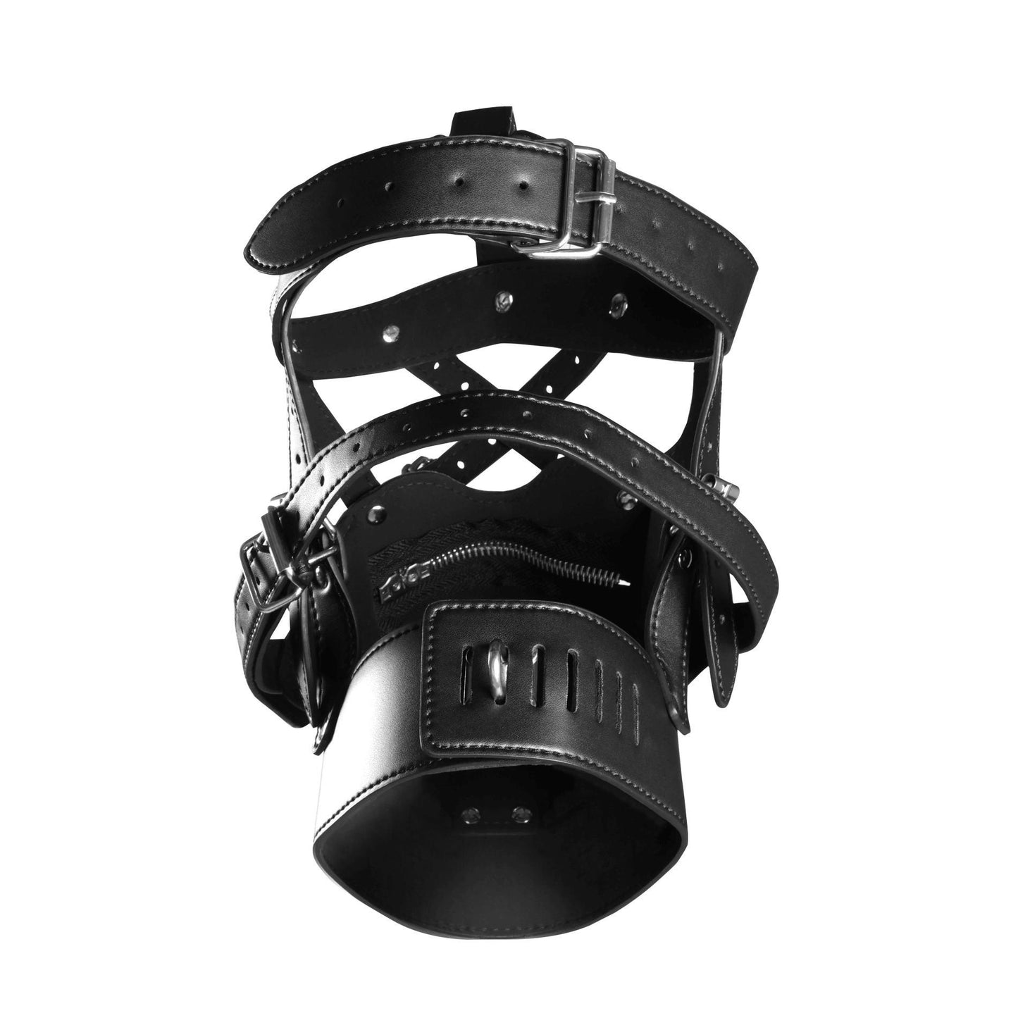 4-Head Harness with Zip-up Mouth and Lock - Black-4