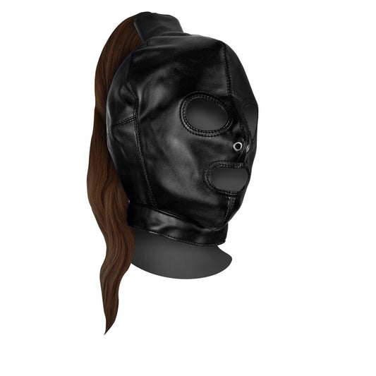 1-Mask with Brown Ponytail - Black-1
