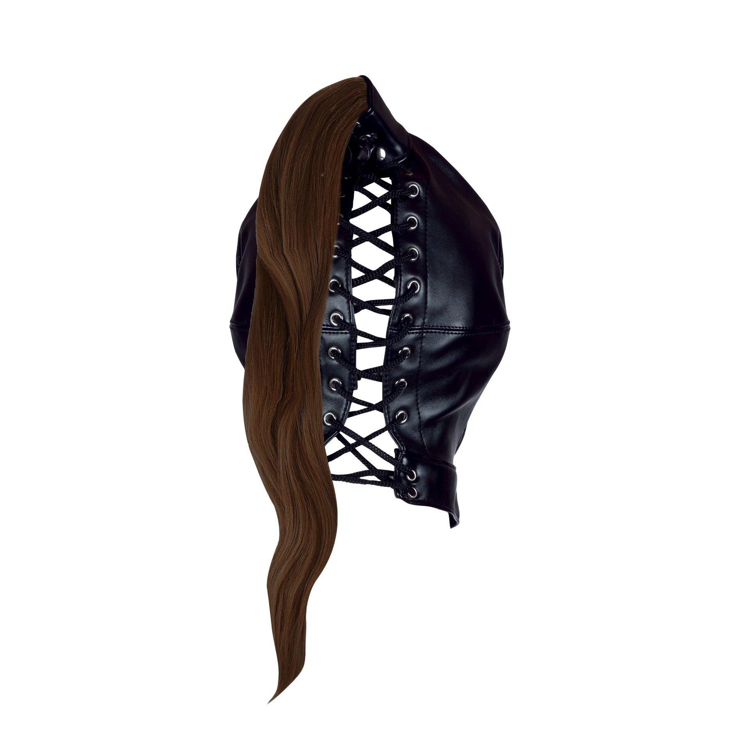 5-Mask with Brown Ponytail - Black-5
