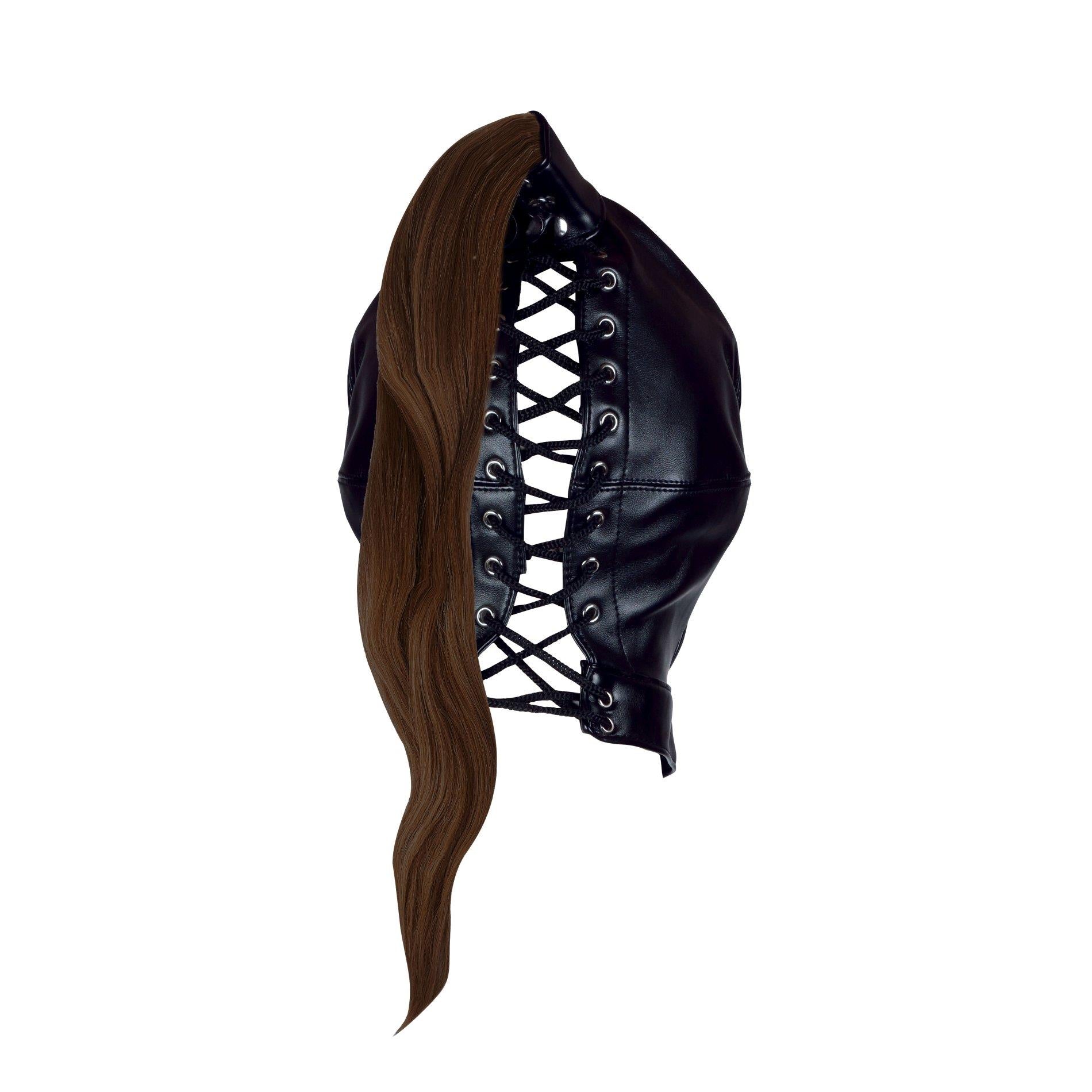 5-Mask with Brown Ponytail - Black-5
