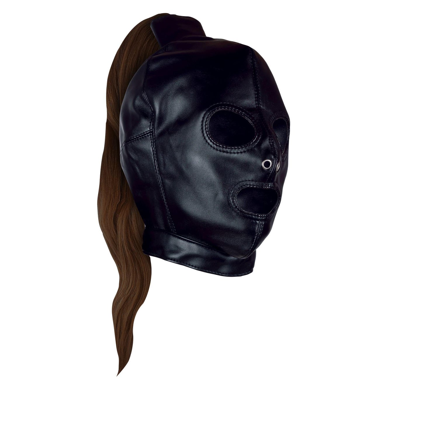 7-Mask with Brown Ponytail - Black-7