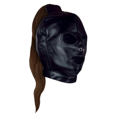 7-Mask with Brown Ponytail - Black-7