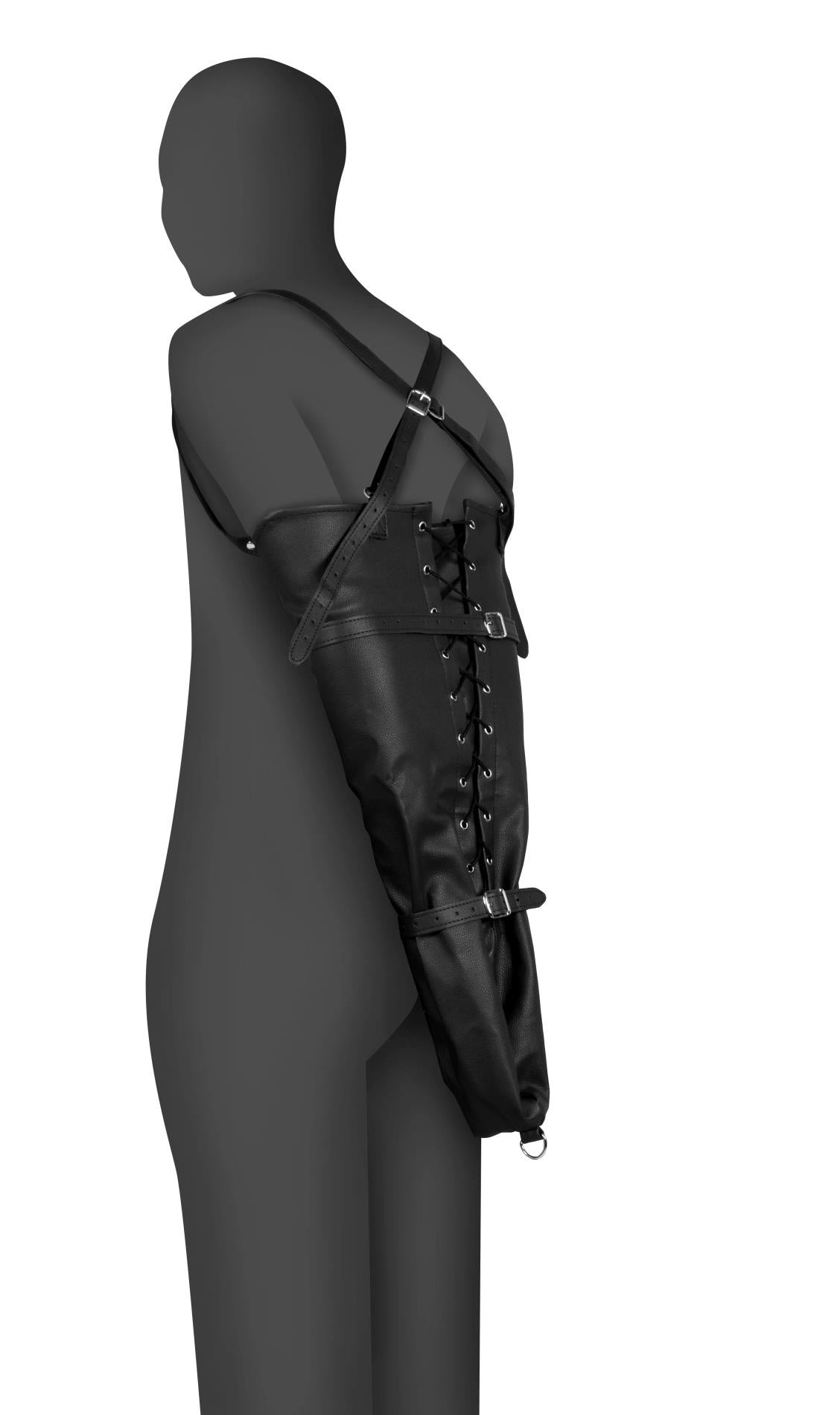 1-Lace-up Full Sleeve Arm Restraint - Black-1