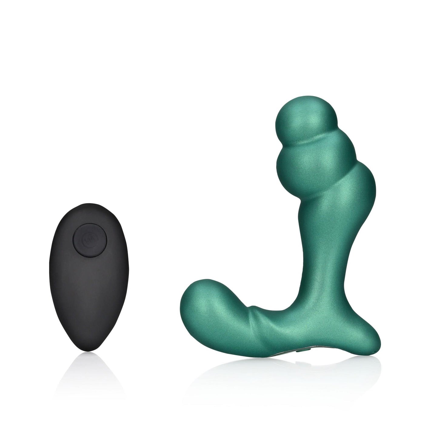 1-Stacked Vibrating Prostate Massager with Remote Control - Metallic Green-1