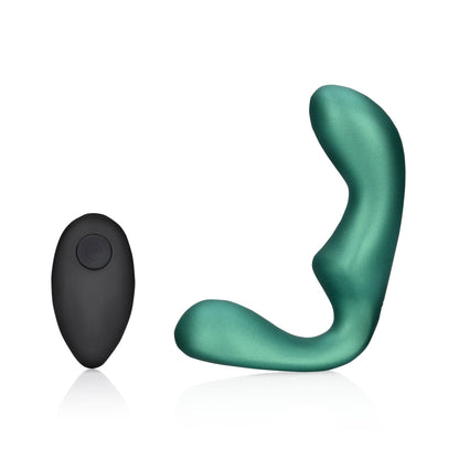 1-Pointed Vibrating Prostate Massager with Remote Control - Metallic Green-1