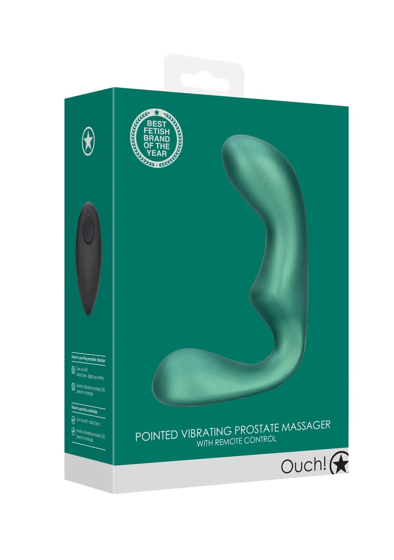 2-Pointed Vibrating Prostate Massager with Remote Control - Metallic Green-2