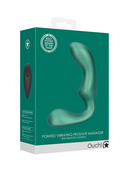 2-Pointed Vibrating Prostate Massager with Remote Control - Metallic Green-2
