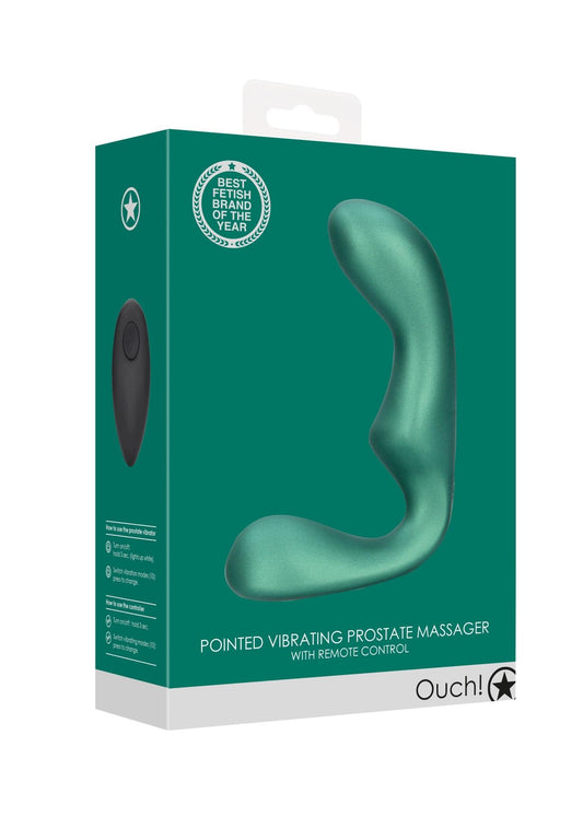 2-Pointed Vibrating Prostate Massager with Remote Control - Metallic Green-2