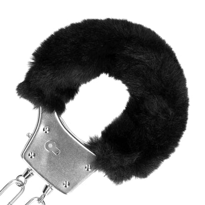 6-Furry Metal Hand Cuffs - Black-6