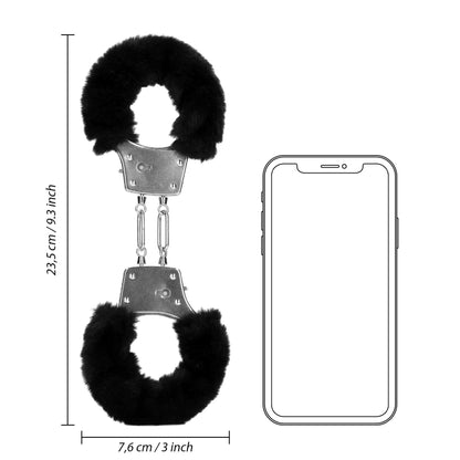 8-Furry Metal Hand Cuffs - Black-8