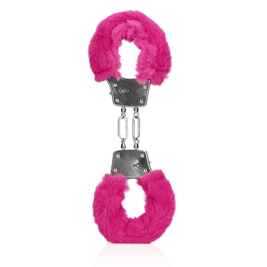 1-Furry Metal Hand Cuffs - Pink-1