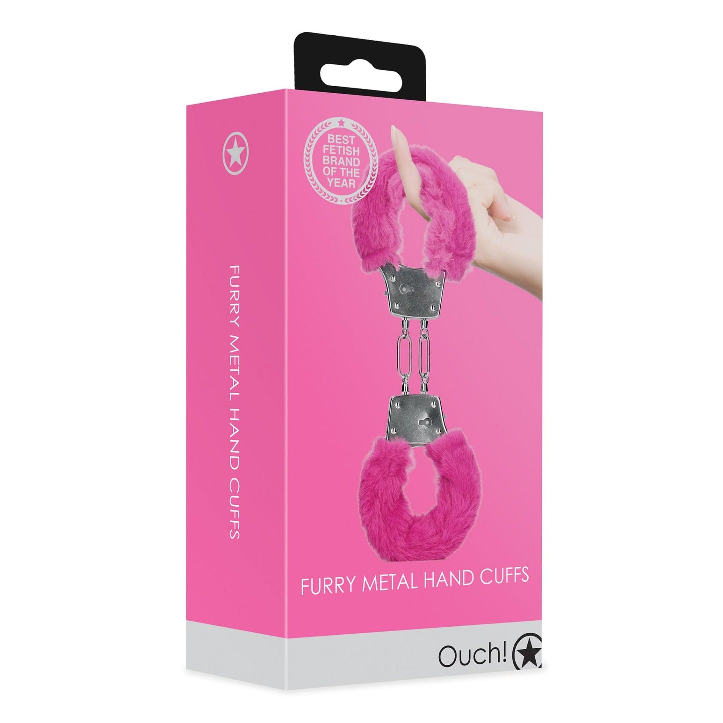 2-Furry Metal Hand Cuffs - Pink-2